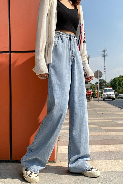 Duena High Waist Colored Jeans Y2K Outfits 2021 Ladies Vintage Straight  Streetwear Wide Legs Summ…
