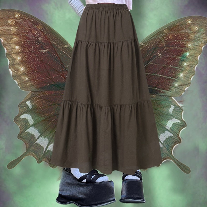 Fairycore Grunge Vintage Long Skirt