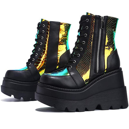 Egirl Black Holographic Platform Shoes
