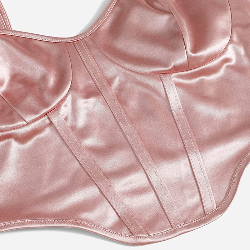 Soft Girl Bustier Satin Top Champagne Pink