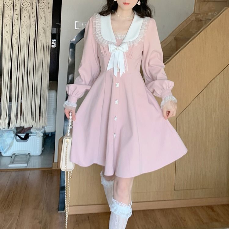 Aesthetic Clothes Sweet Lolita Pink Pretty Dress – Aesthetics Boutique