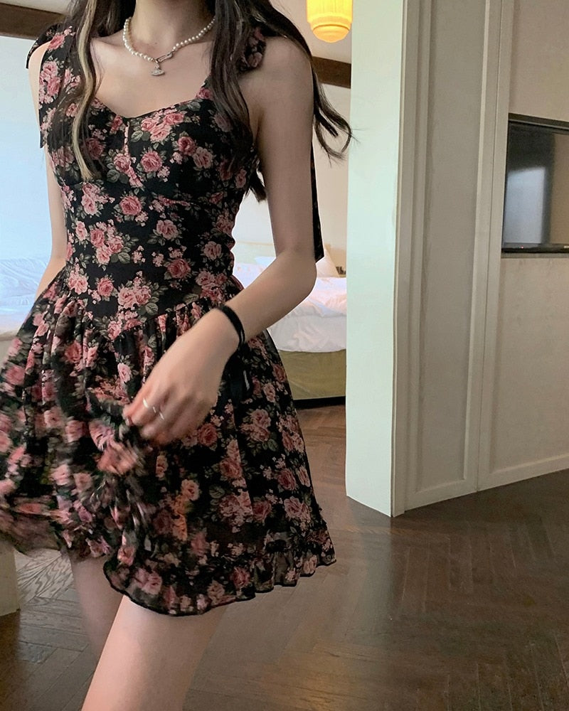 Soft Girl Aesthetic Floral Mini Dress