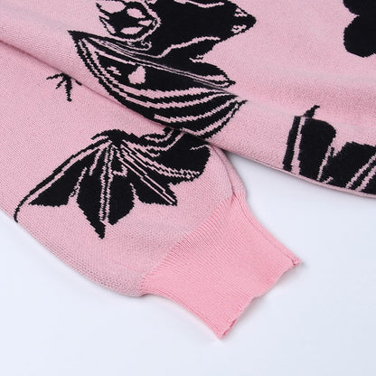 Gothic Bat Knitted Sweater Pastel Goth