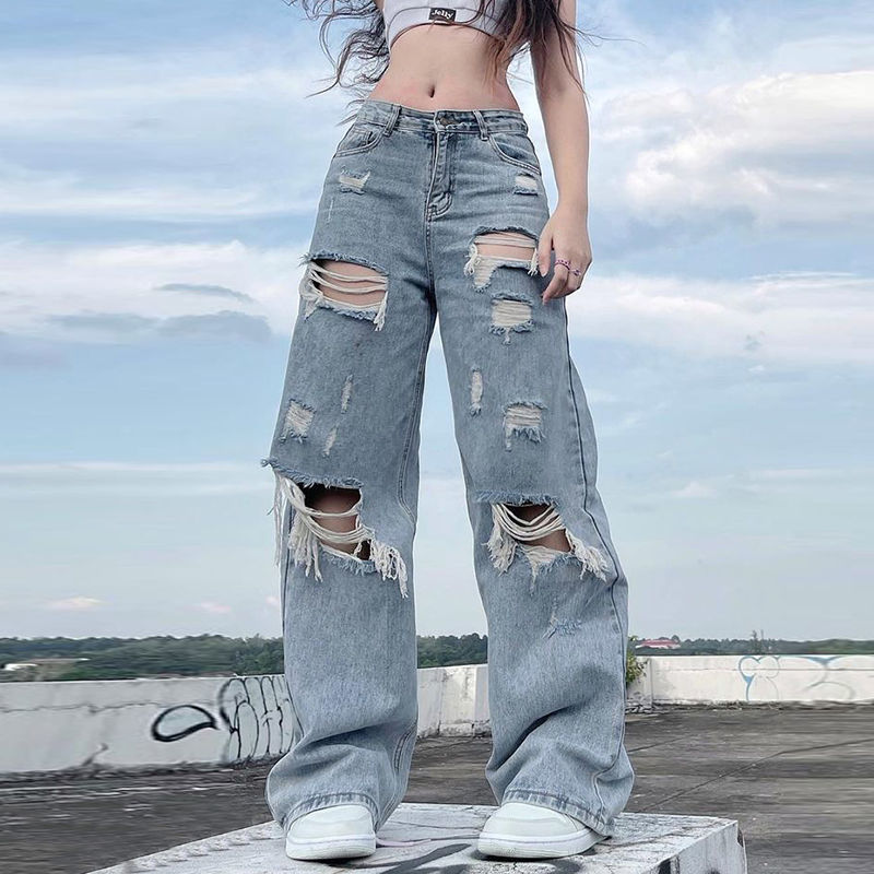 Y2K Grunge Ripped Baggy Jeans – Aesthetics Boutique