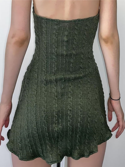 Fairy Grunge Green Knitted Mini Dress