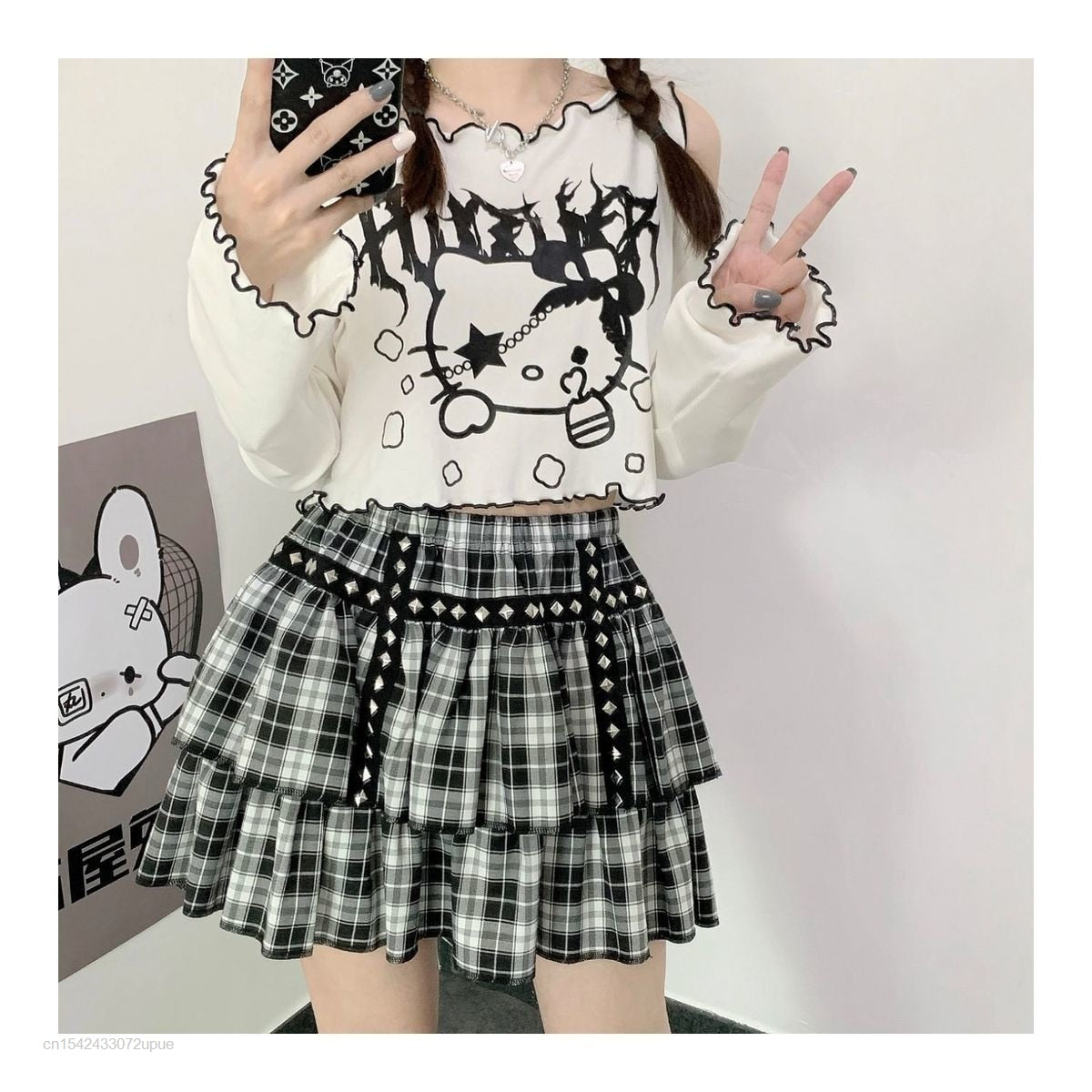 Gothic Dark Grunge Hello Kitty Top