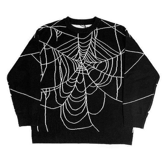 Gothic Oversized Sweater Spider Web