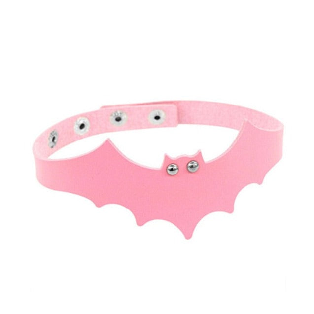 Cute Bat Choker Necklace Pink