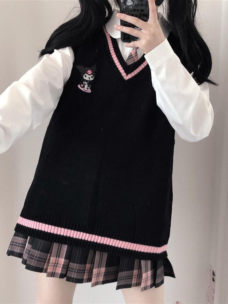 Kawaii Sweater Vest Kuromi Black