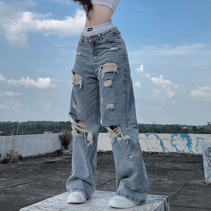 Y2K Grunge Ripped Baggy Jeans – Aesthetics Boutique