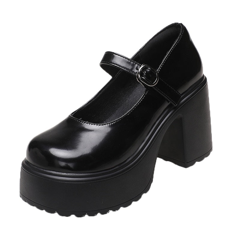 Women's Solid Color Mary Janes Round Toe Platform Chunky - Temu