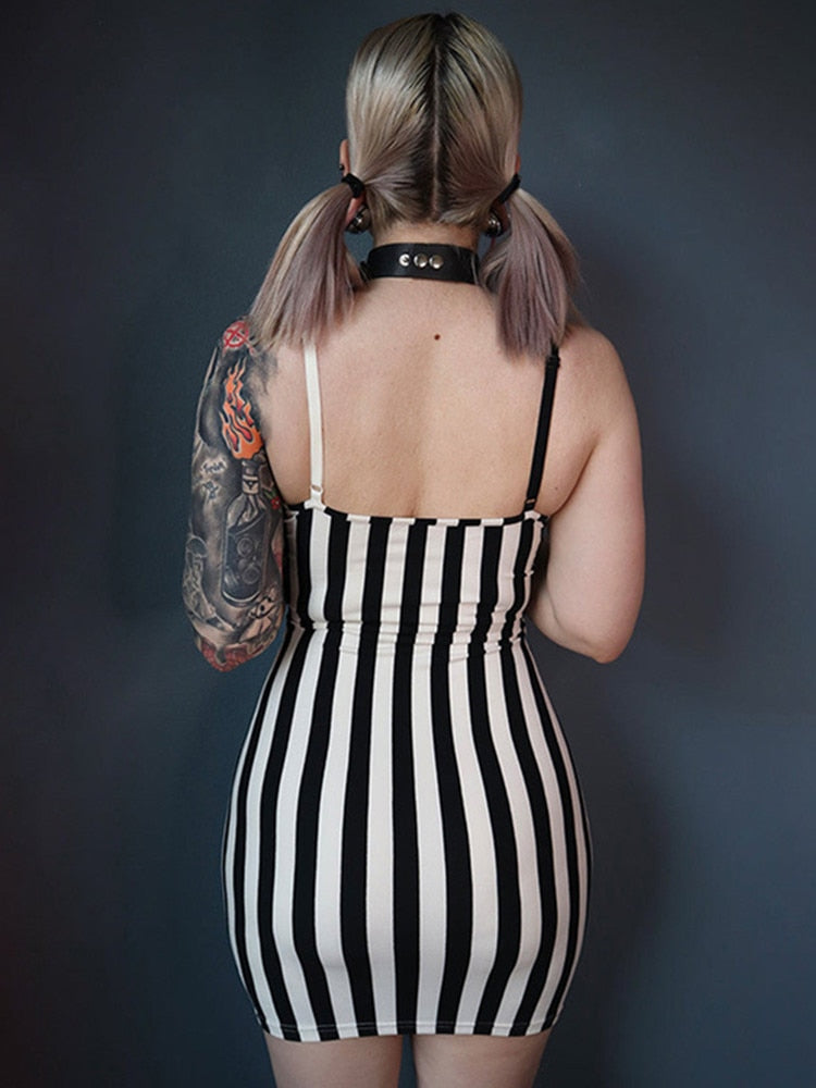 Beetlejuice Stripes Gothic Dress
