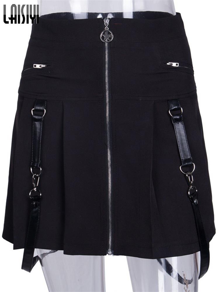 Gothic Aesthetic Straps Black Skirt