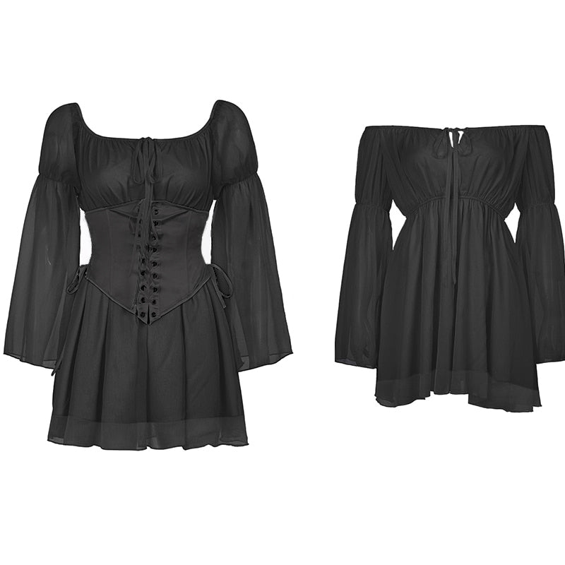 Gothic Mini Dress Corset Set
