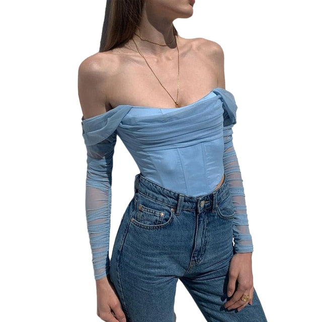 ❤️ Aesthetic Clothes Soft Girl Favorite Mesh Bustier Top Y2K