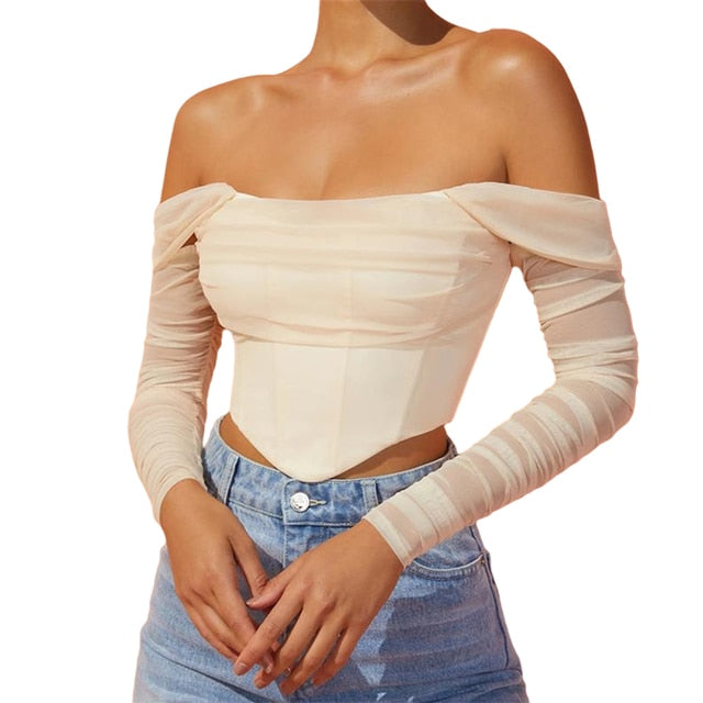 ❤️ Aesthetic Clothes Soft Girl Favorite Mesh Bustier Top Y2K