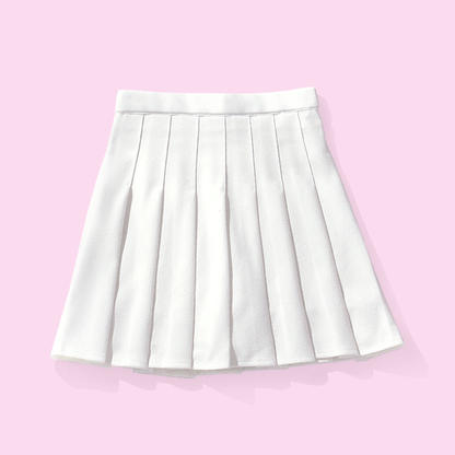 Coquette Preppy High Waist Pleated White Mini Skirt