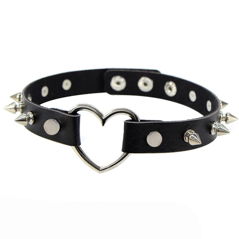 Choker Necklace Heart Spikes Gothic Girl