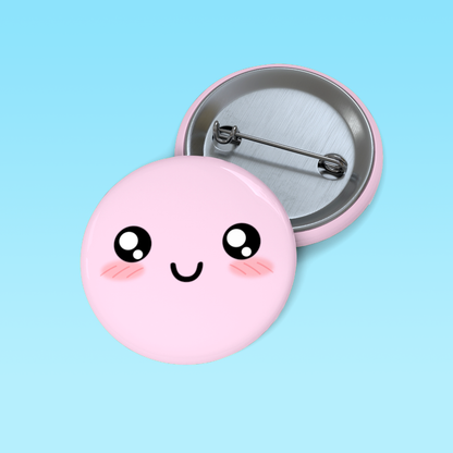 Kawaii Pastel Cutie Face Pink Pin Button