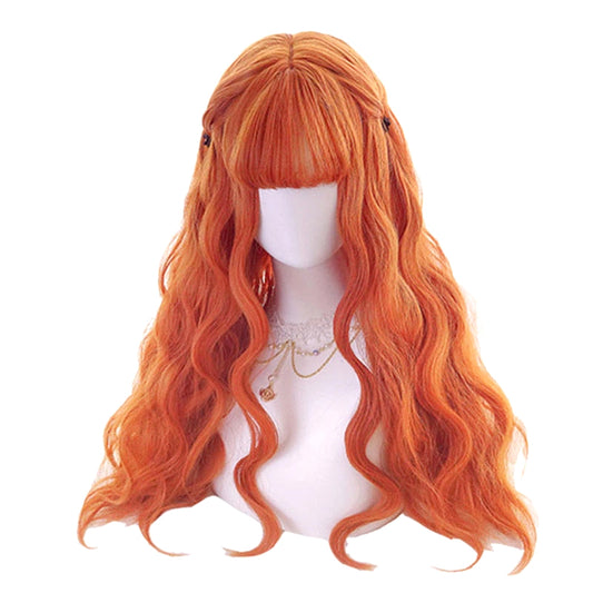 Cosplay Wig Long Wavy Bangs - Orange