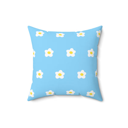 Soft Girly Flowers Blue Pillow