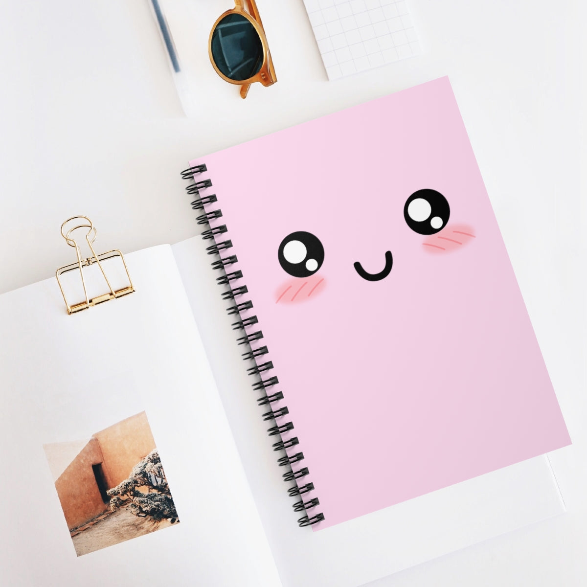 Kawaii Pastel Cutie Face Spiral Notebook