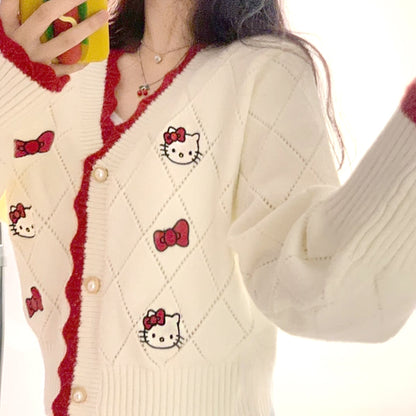 Hello Kitty Sweater Decorated Cardigan