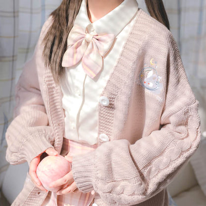 Kawaii Aesthetic Warm Cardigan Sweater Pink