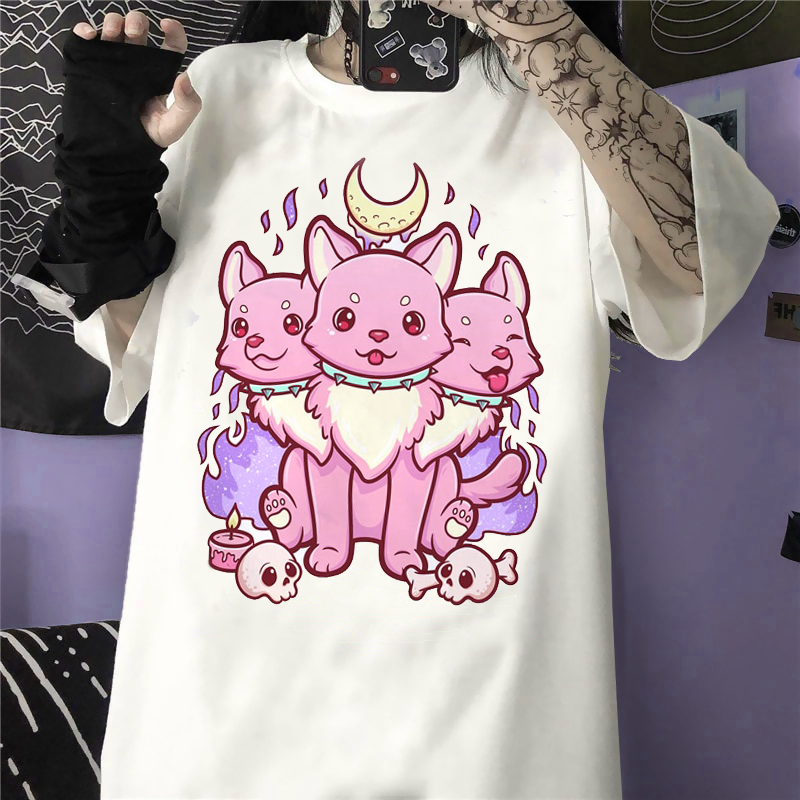 Pastel Goth T-Shirt 3 Head Cat