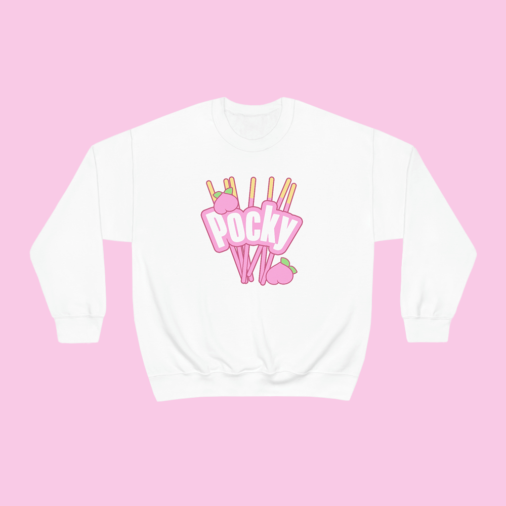 Pocky Pink Peach Sweatshirt White