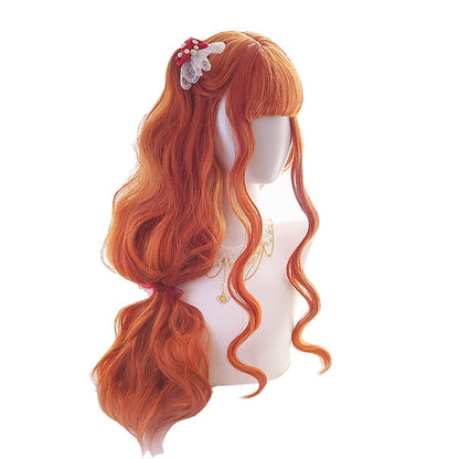 Cosplay Wig Long Wavy Bangs - Orange