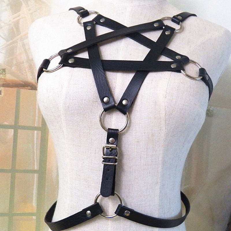 Gothic E-Girl Pentagram Harness Straps