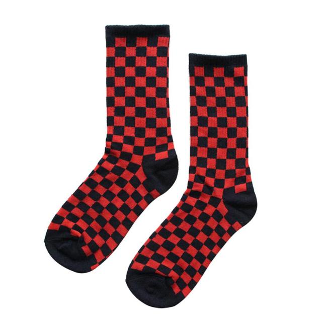 Red Black checkered squares Socks for Sale by SLCPhotoDesign