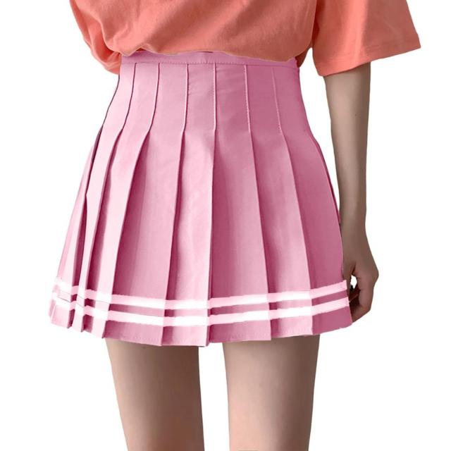 Coquette Preppy Pink Pleated Skirt