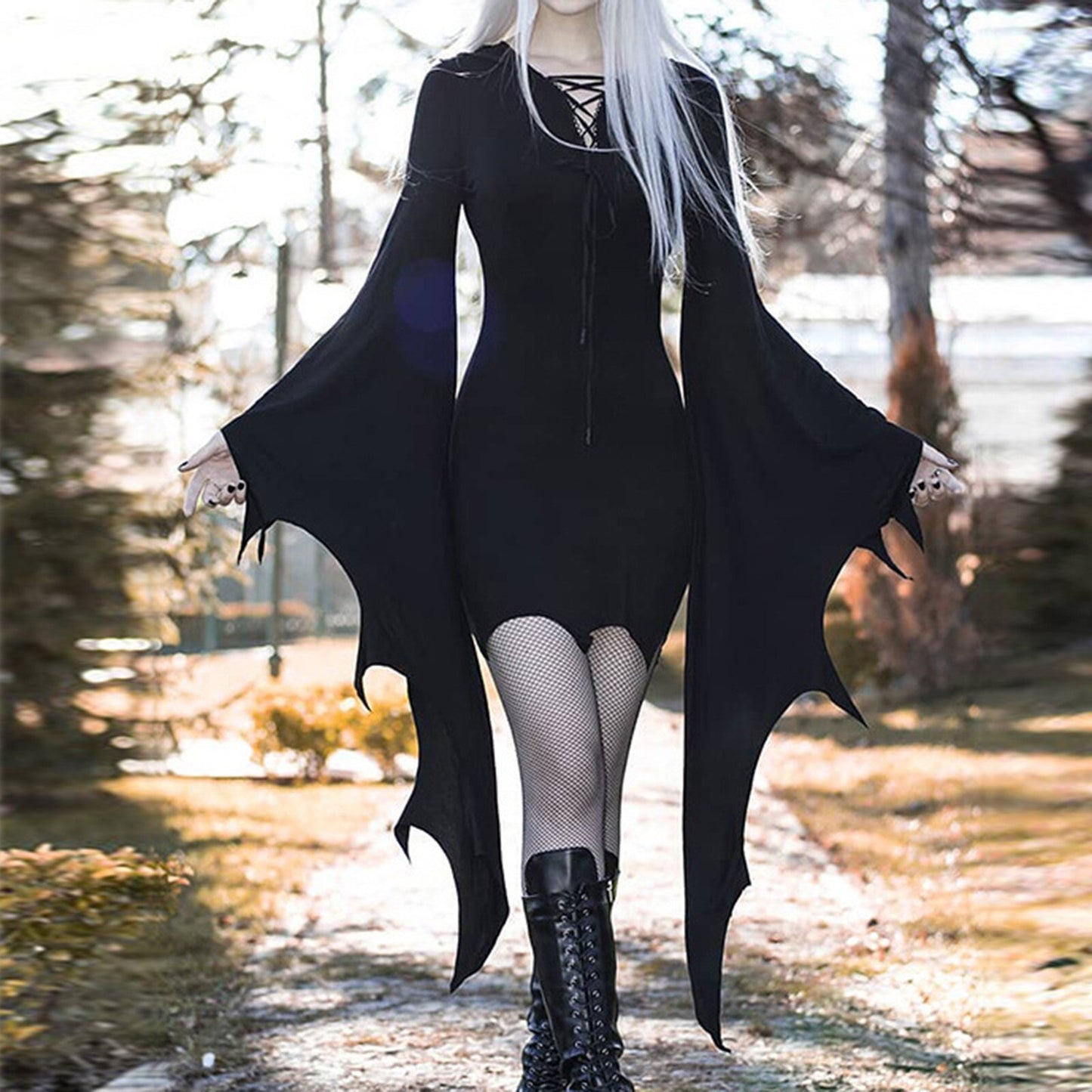 Gothic Morticia Adams Dress