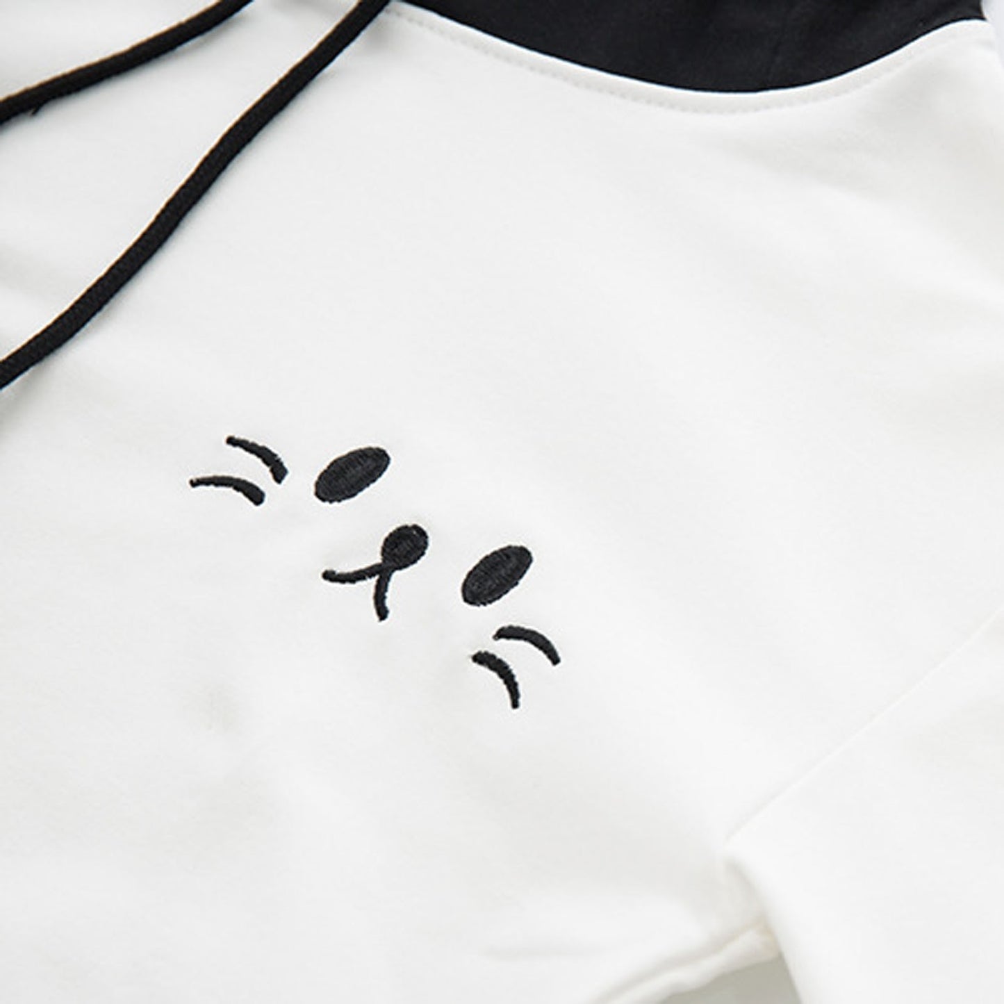 Neko Kawaii Cute Cat Black and White Graphic Hoodie