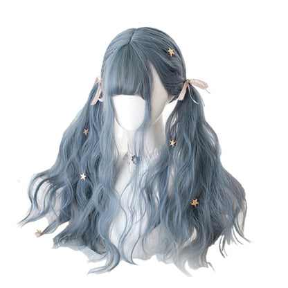 Cosplay E-Girl Wig Dusty Blue Wavy