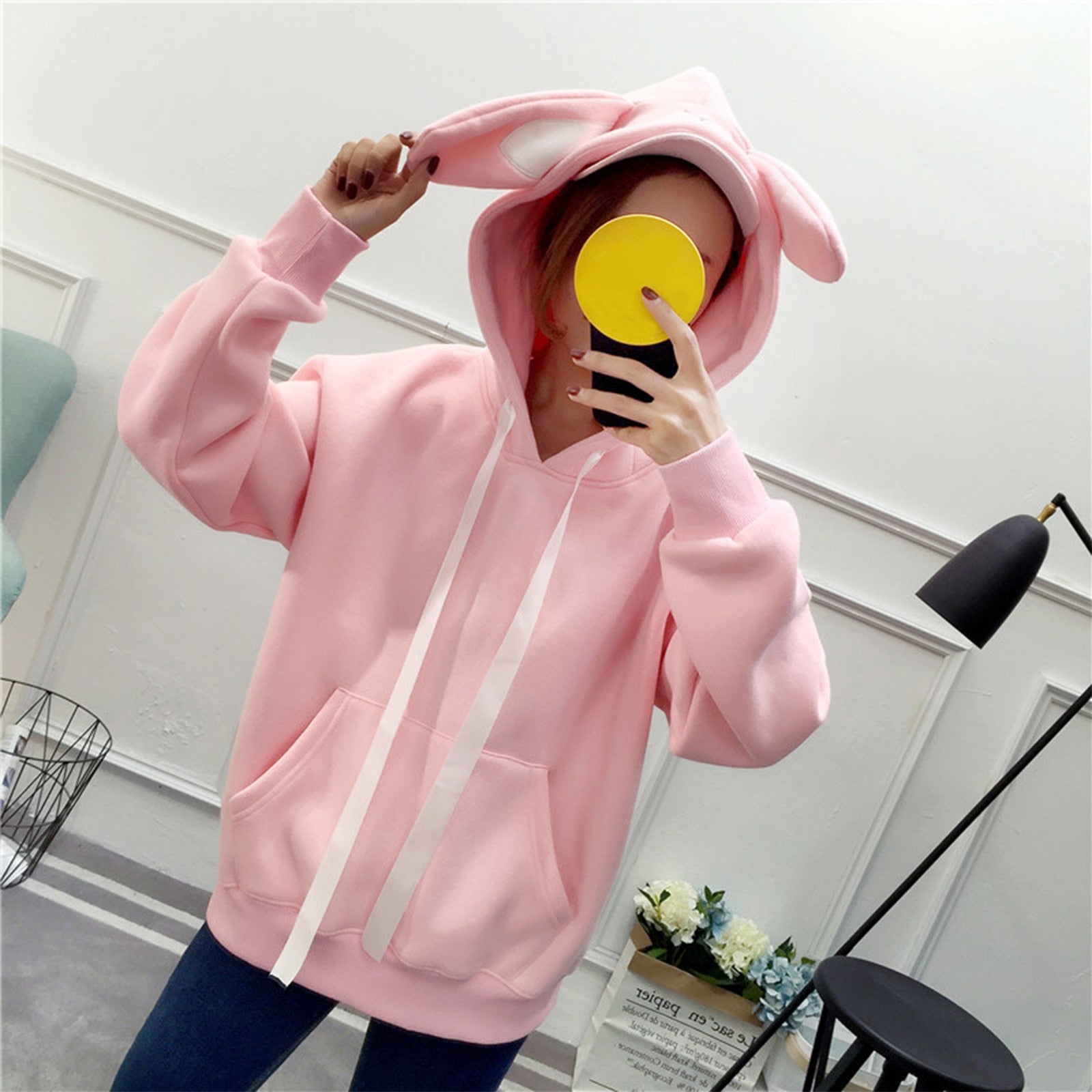 Pink bunny hoodie new arrivals