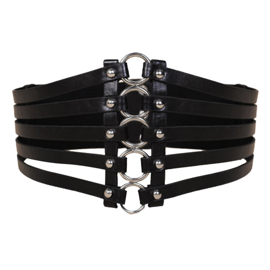 Leather Straps Wide Waist Belt