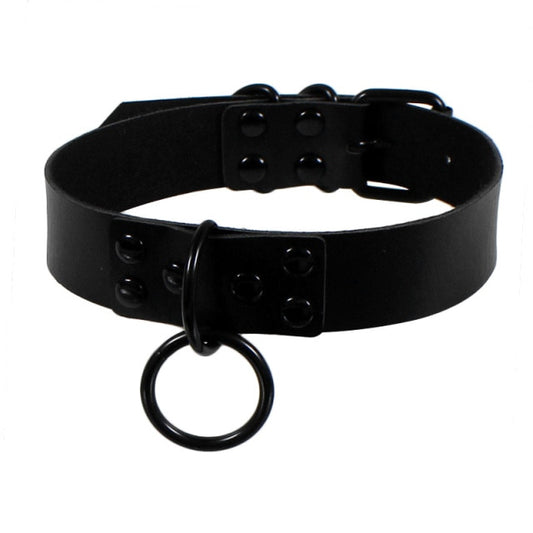 E-Girl Dark Aesthetic All-Black Ring Choker Necklace
