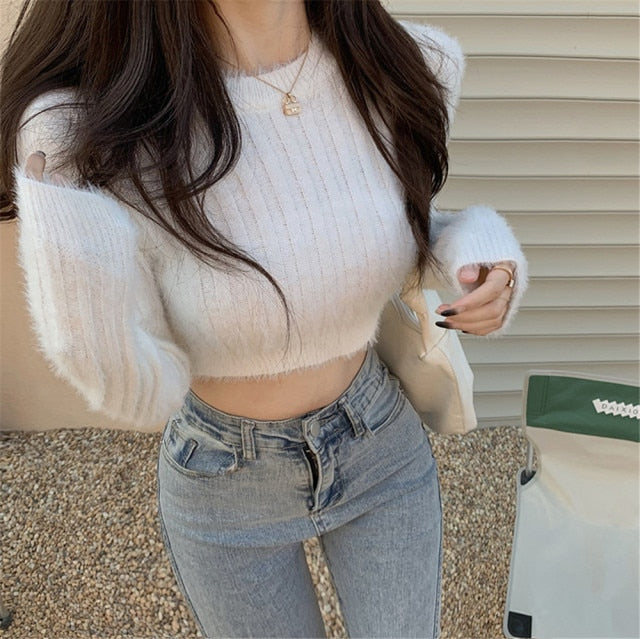 Soft Girl Aesthetic Soft Knitted Sweater - White