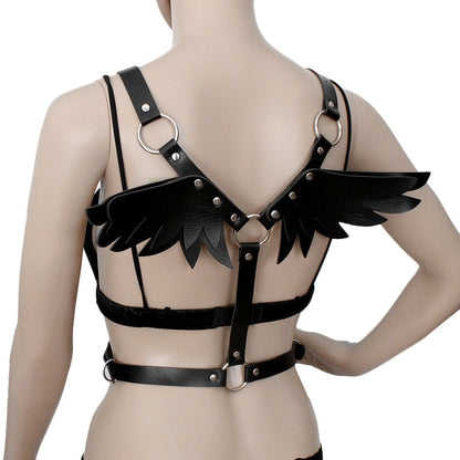 E-Girl Gothic Angel Wings Harness Straps - Black