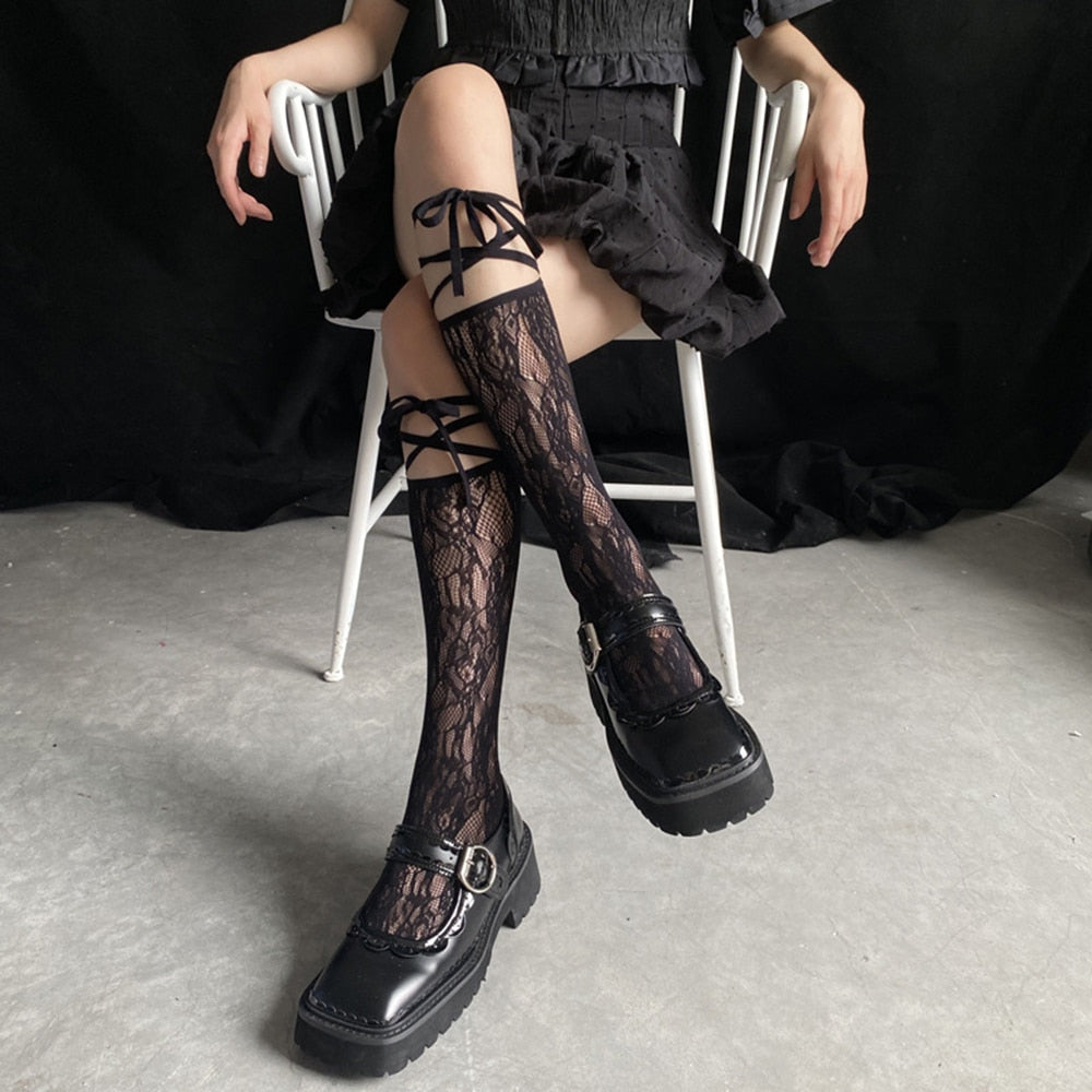 Gothic Dark Aesthetic Short Lace Stockings