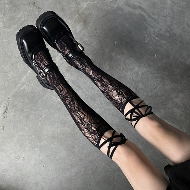 Gothic Dark Aesthetic Short Lace Stockings