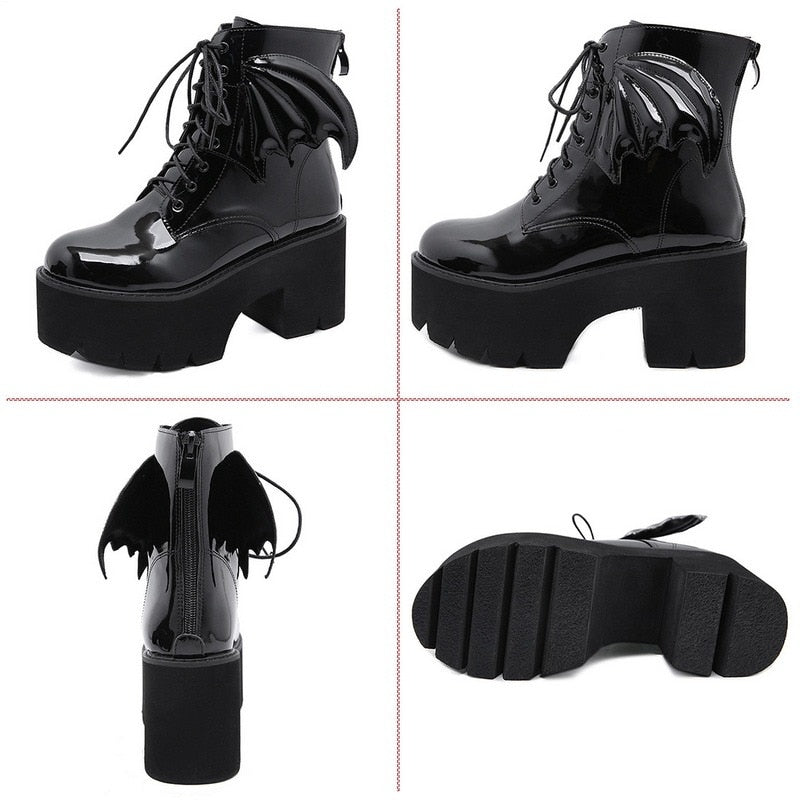Gothic Demon Wings Ankle Boots