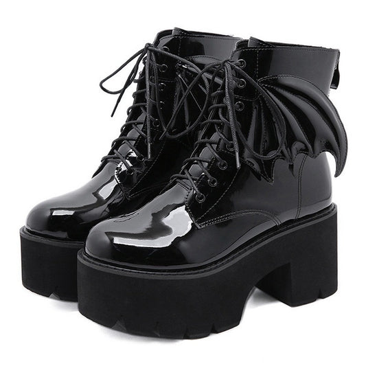 Gothic Demon Wings Ankle Boots