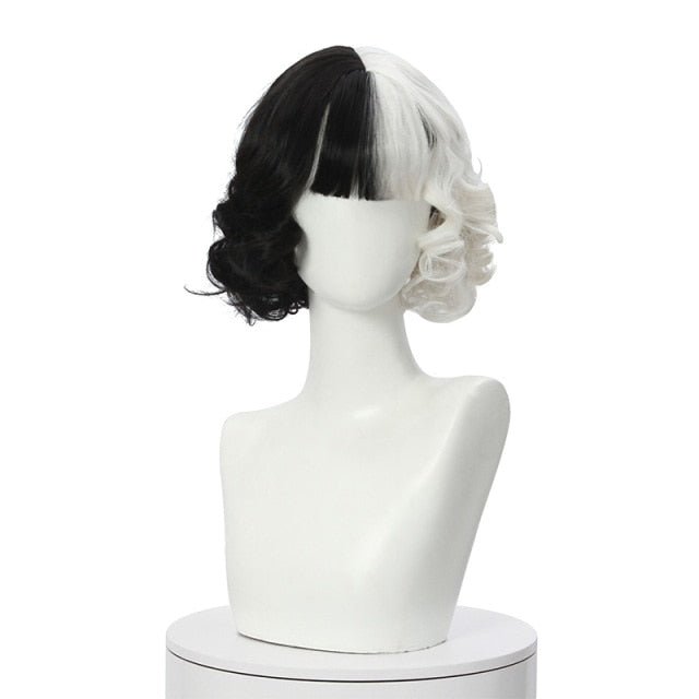 E-Girl Cosplay Split Dye Wig - Black and White