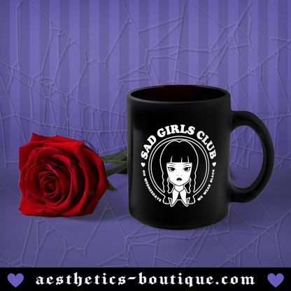 Wednesday Addams Sad Girls Club Black Coffee Mug