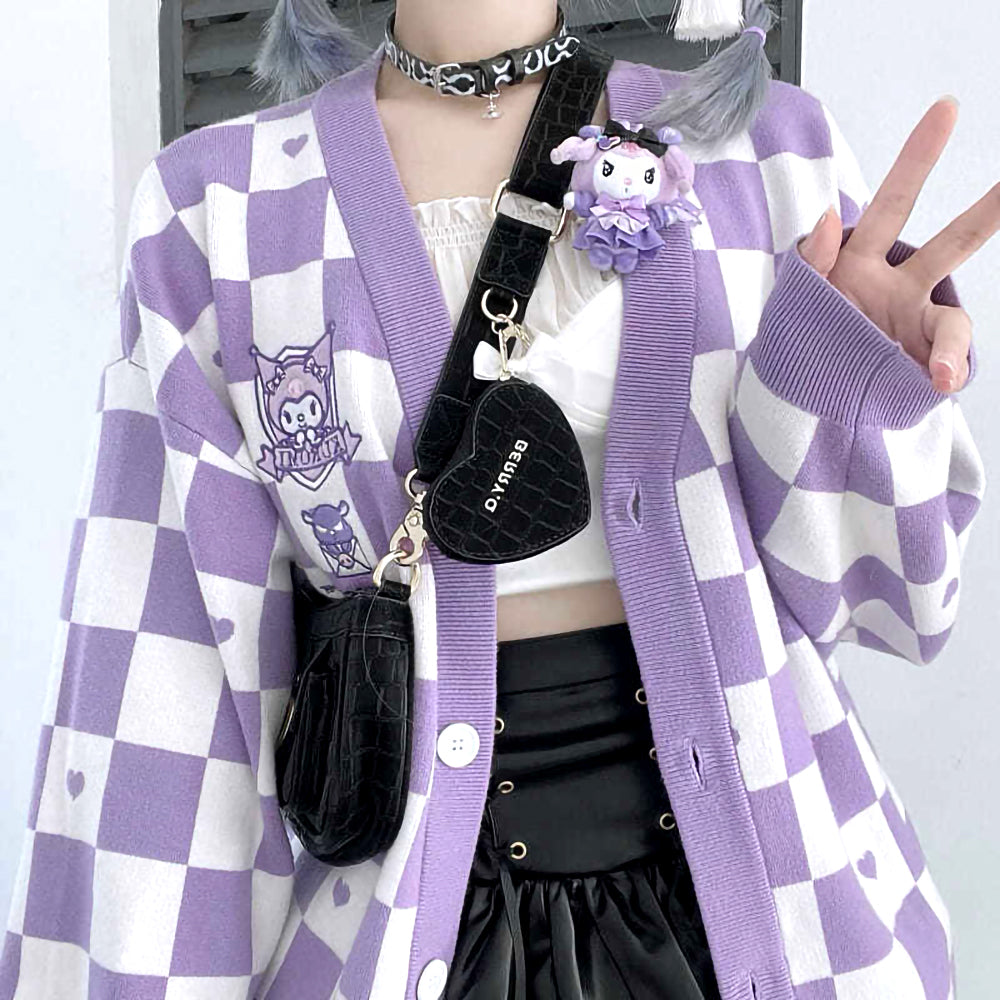 Kawaii Kuromi Purple Cardigan Sweater