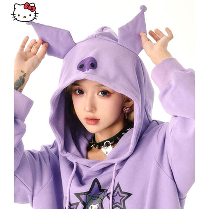 Sanriocore Kuromi Little Devil Hoodie Sweatshirt